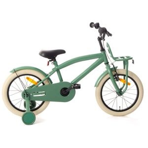 Bicicleta pentru copii PROCART, reglabila pe inaltime, roti 16 inch, V-brake, cadru otel, roti ajutatoare, far si stop