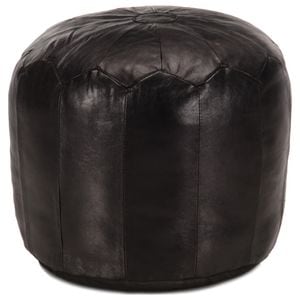 Taburet VIDAXL, piele naturala, D40 x 35 cm, negru