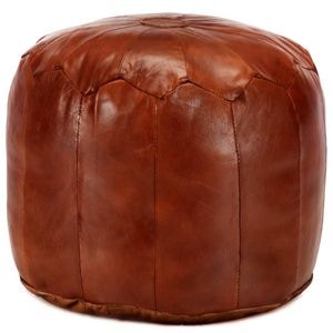 Taburet VIDAXL, piele naturala, D40 x 35 cm, maro