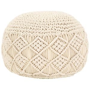 Taburet VIDAXL, bumbac, D45 x 30 cm, crem