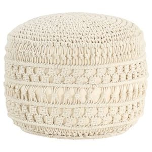 Taburet VIDAXL, bumbac, D45 x 30 cm, crem