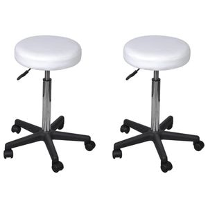 Taburet VIDAXL, piele ecologica, 35.5 x 84 cm, 2 bucati, alb