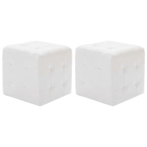 Taburet VIDAXL, piele ecologica, 30 x 30 x 30 cm, 2 bucati, alb