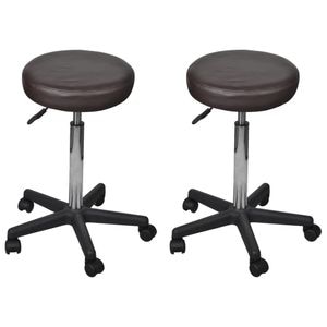 Taburete de birou VIDAXL, piele ecologica, 2 buc, maro, 35,5x84 cm