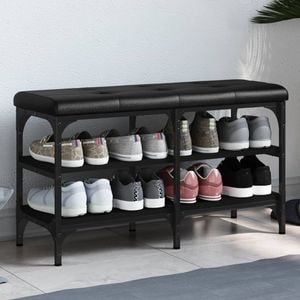 Pantofar VIDAXL, lemn prelucrat, 82x32x47 cm, negru