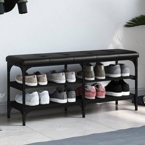 Pantofar VIDAXL, lemn prelucrat, 102x32x47 cm, negru