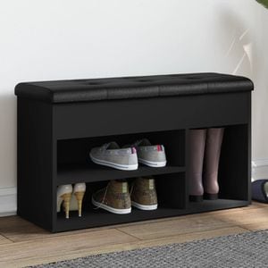 Pantofar VIDAXL, lemn prelucrat, 82x32x45.5 cm, negru