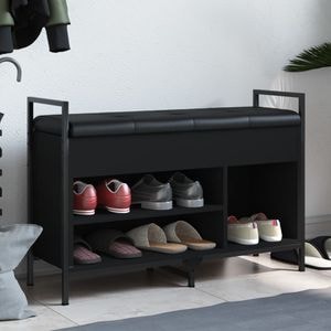 Pantofar VIDAXL, lemn prelucrat, 85.5x32x57.5 cm, negru