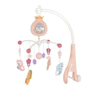 Carusel muzical cu telecomanda si lumini Moni Toys Penguin, Roz