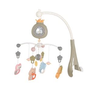 Carusel muzical cu telecomanda si lumini Moni Toys Penguin, Gri