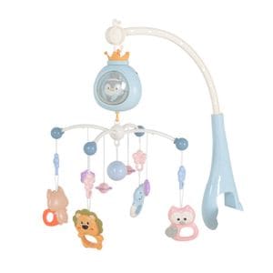 Carusel muzical cu telecomanda si lumini Moni Toys Penguin, Albastru