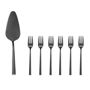 Set tacamuri servire desert AMBITION Como Black, 7 piese, inox