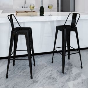Scaune de bar VIDAXL, 2 buc, negru, otel 