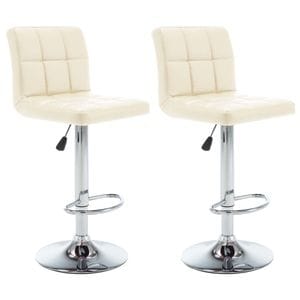 Scaune de bar VIDAXL, 2 buc, crem, piele ecologica
