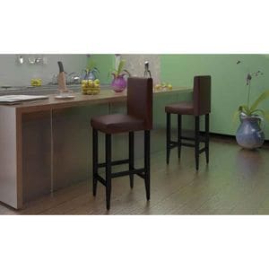 Scaune de bar VIDAXL, 4 buc, maro inchis, piele ecologica