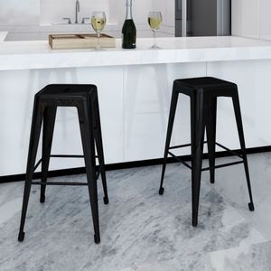 Scaune de bar VIDAXL, 2 buc, negru, otel