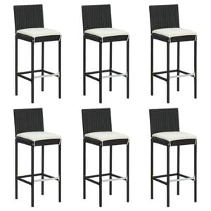 Scaune de bar VIDAXL, cu perne, 6 buc, negru, poliratan