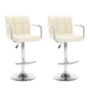 Scaune de bar VIDAXL, 2 buc, crem, piele ecologica