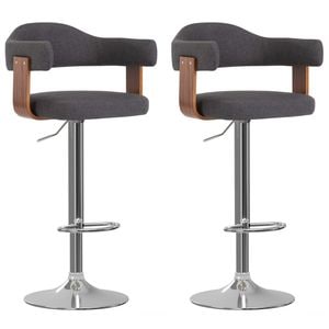 Scaune de bar VIDAXL, 2 buc. gri inchis lemn curbat si material textil