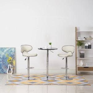 Scaune de bar VIDAXL, 2 buc, crem, piele ecologica