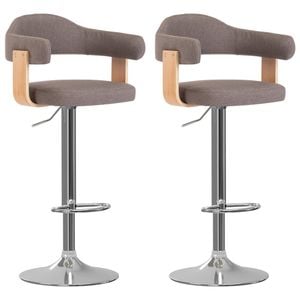 Scaune de bar VIDAXL, 2 buc. gri taupe lemn curbat si material textil