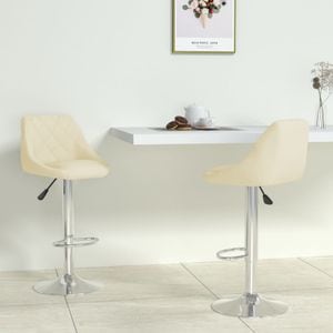 Scaune de bar VIDAXL, 2 buc, crem, piele ecologica