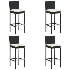 Scaune de bar VIDAXL, pentru gradina, cu perne, 4 buc. negru, poliratan