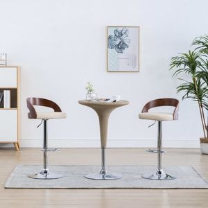 Scaune de bar VIDAXL, 2 buc, crem, piele artificiala si lemn curbat