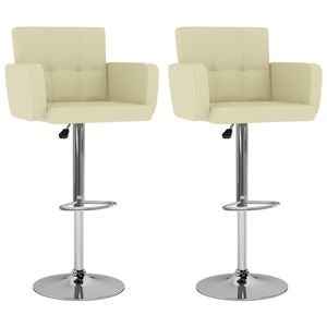 Scaune de bar VIDAXL, 2 buc, crem, piele ecologica