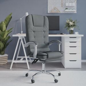 Scaun de birou VIDAXL, rabatabil cu masaj, gri inchis, textil