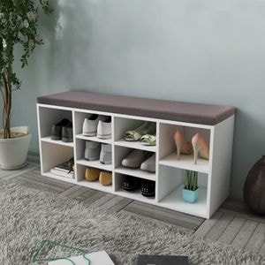 Pantofar VIDAXL, 10 compartimente, 103x30x48 cm, alb