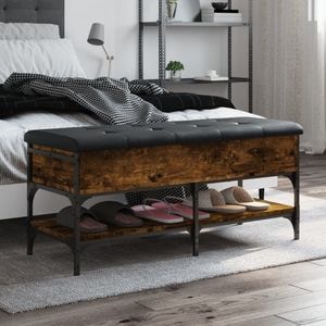 Pantofar VIDAXL, lemn prelucrat, 102x42x45 cm, stejar fumuriu