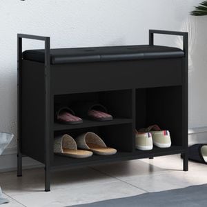Pantofar VIDAXL, lemn prelucrat, 65.5x32x57.5 cm, negru