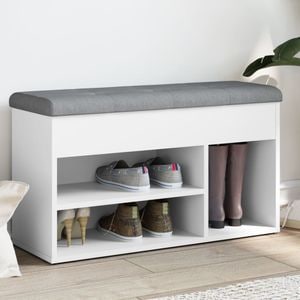 Pantofar VIDAXL, lemn prelucrat, 82x32x45.5 cm, alb