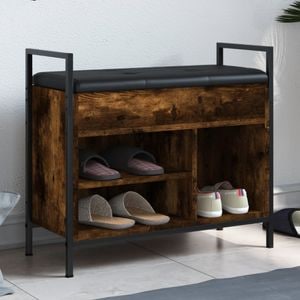 Pantofar VIDAXL, lemn prelucrat, 65.5x32x57.5 cm, stejar fumuriu
