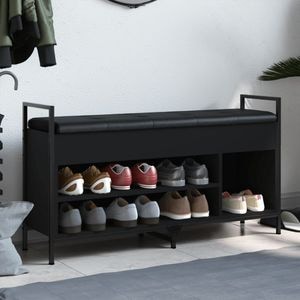Pantofar VIDAXL, lemn prelucrat, 105.5x32x57.5 cm, negru