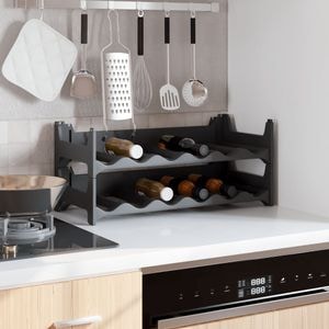 Raft vin VIDAXL, pentru 12 sticle, Polietilena, 60 x 26 x 26 cm, gri