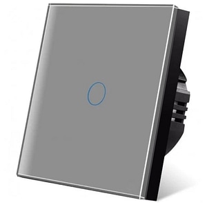 Intrerupator touch cap scara, cap cruce iUni 1F, Sticla securizata, LED, Argintiu