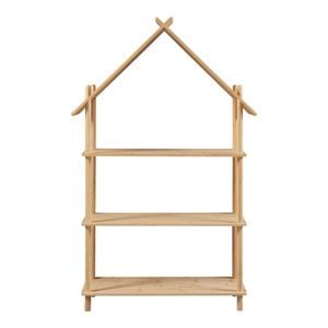 Raft pentru carti sau jucarii, forma casuta, 3 polite, lemn bambus
