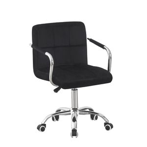 Scaun de birou PROCART, inaltime reglabila, manere cromate, roti pivotante, velur, negru