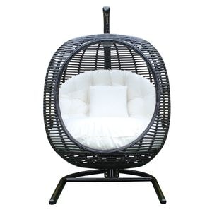 Leagan gradina/terasa COSTA, 125 x 110 x 185 cm, negru-crem
