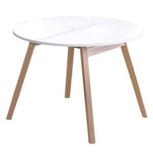 Masa extensibilia DRIMUS HM Ruben, structura lemn masiv, blat MDF, 73x102x102/142 cm, alb