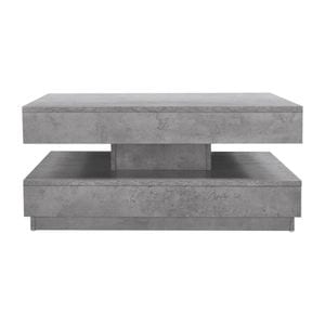 Masuta cafea cu blat rotativ, pentru living, PAL, 76x76x38 cm, gri beton