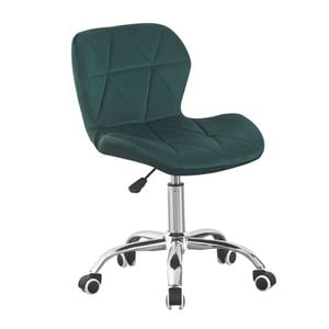 Scaun birou PROCART, stil scandinav, tapiterie catifea, reglabil pe inaltime, baza otel cromat, verde
