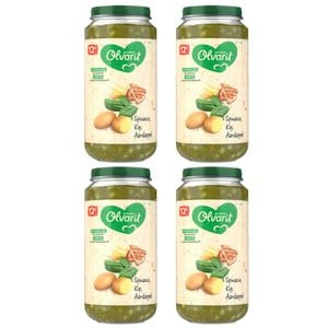 Set 4 x mancare pentru bebelusi, Olvarit, Pui spanac verde si cartofi, 12+ luni