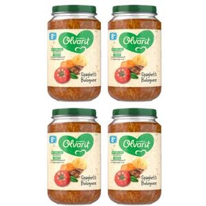 Set 4 x mancare pentru bebelusi, Olvarit, pentru bebelusi, Spaghete Bolognese cu Vita, 8+ luni