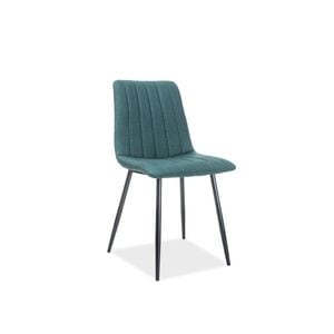 Scaun dining PROCART, tapiterie stofa, inaltime totala 91 cm, latime 43 cm, picioare metalice negre, stil elegant, verde
