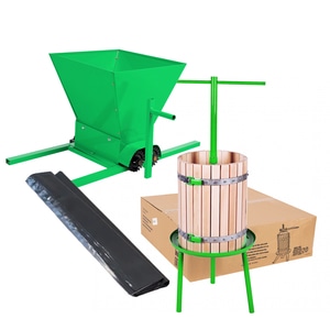 Set drobitor de struguri manual,180 kg/h, cu teasc pentru struguri, 40 L + set 25 saci de struguri, verde
