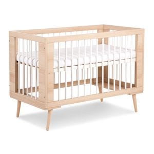 Patut copii Klups Sofie, Reglabil pe 3 niveluri, Cu 3 bare detasabile, 120x60 cm, Alb-Natur