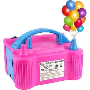 Pompa electrica umflat baloane PROCART, 2 orificii umflare simultana, mod automat/manual, 600W, roz